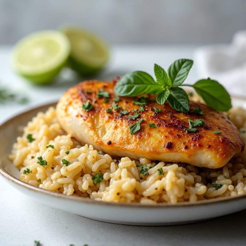 Herb-Roasted Chicken with Garlic Lime Rice