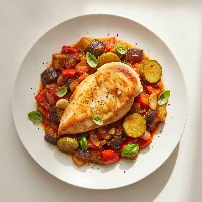 Classic French Ratatouille with Herbed Chicken