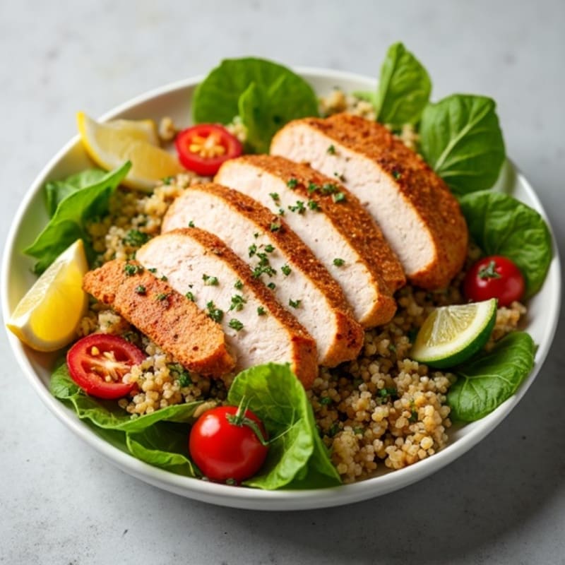 Grilled Turkey Breast Salad with Quinoa and Crunchy Vegetables