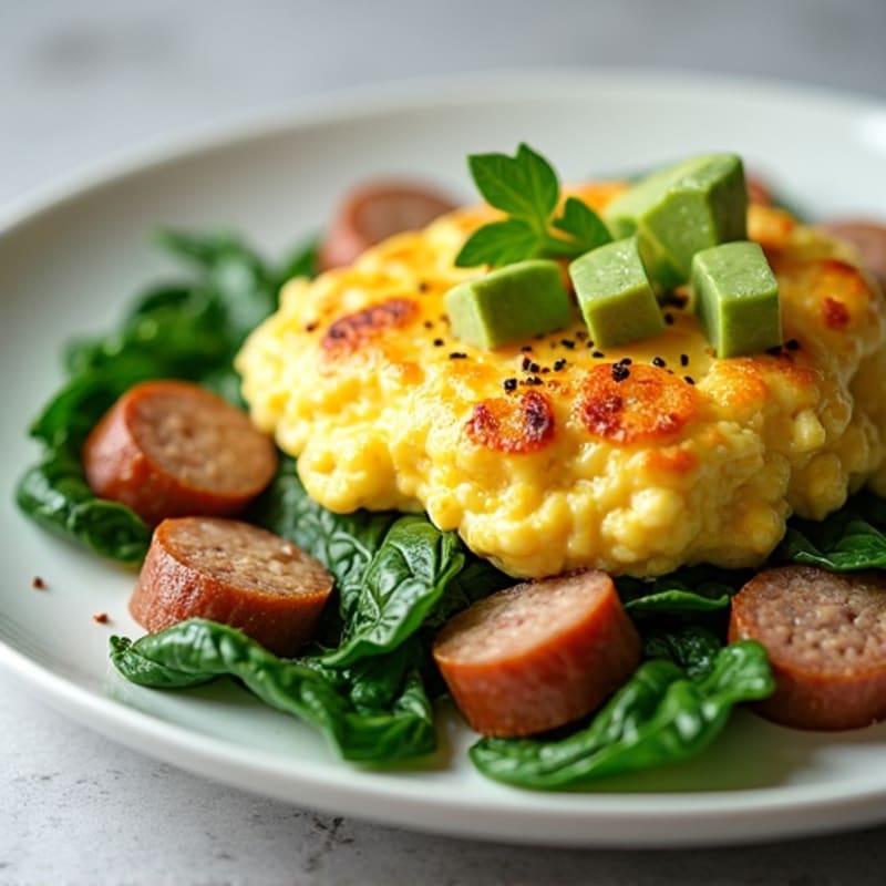 Egg White and Turkey Sausage Scramble with Spinach