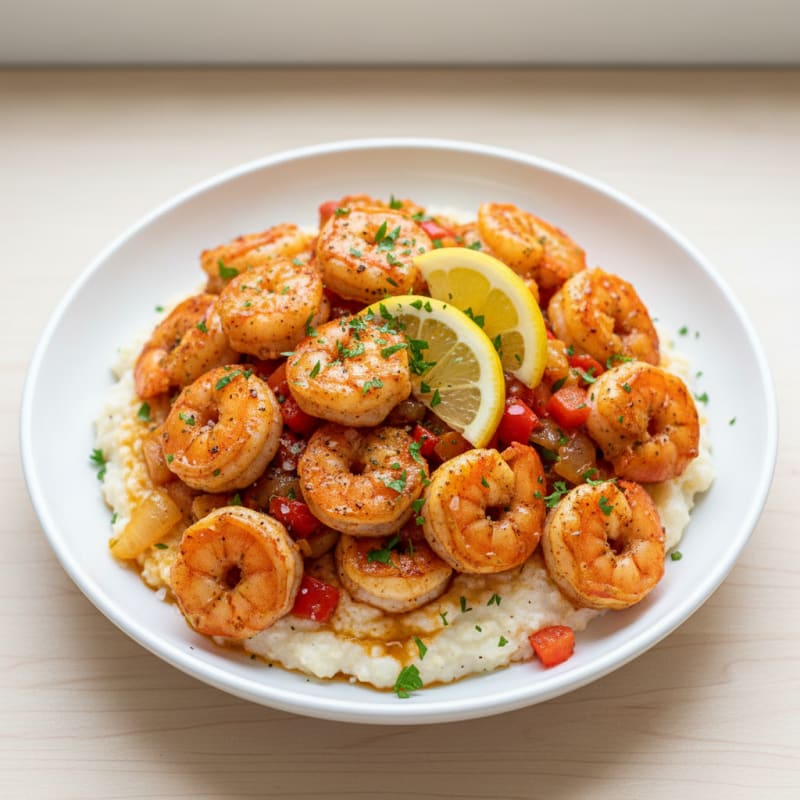 Zesty Cajun Shrimp and Creamy Grits