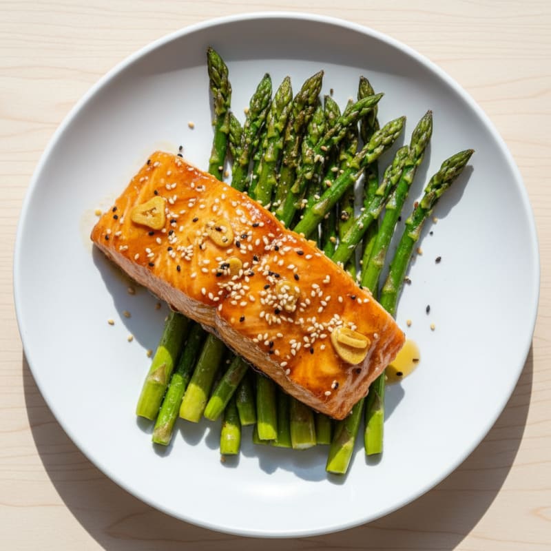 Golden Teriyaki-Glazed Salmon with Roasted Asparagus