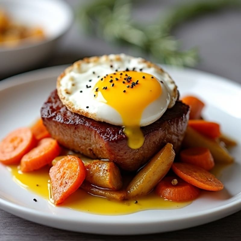 Tender Slow-Braised Pork Belly with Roasted Root Vegetables
