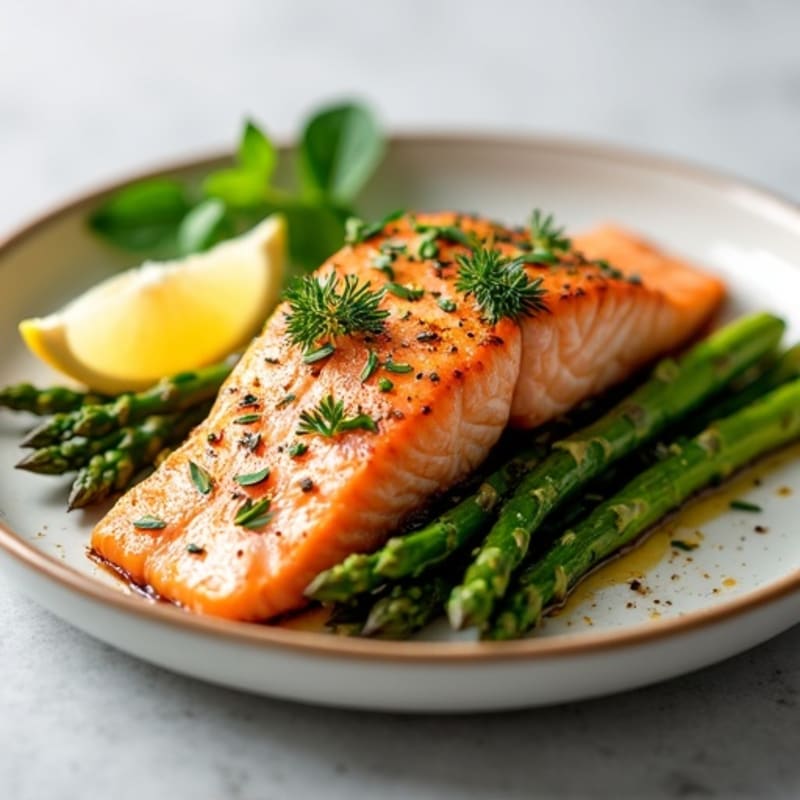 Lemon Herb Grilled Salmon with Roasted Asparagus
