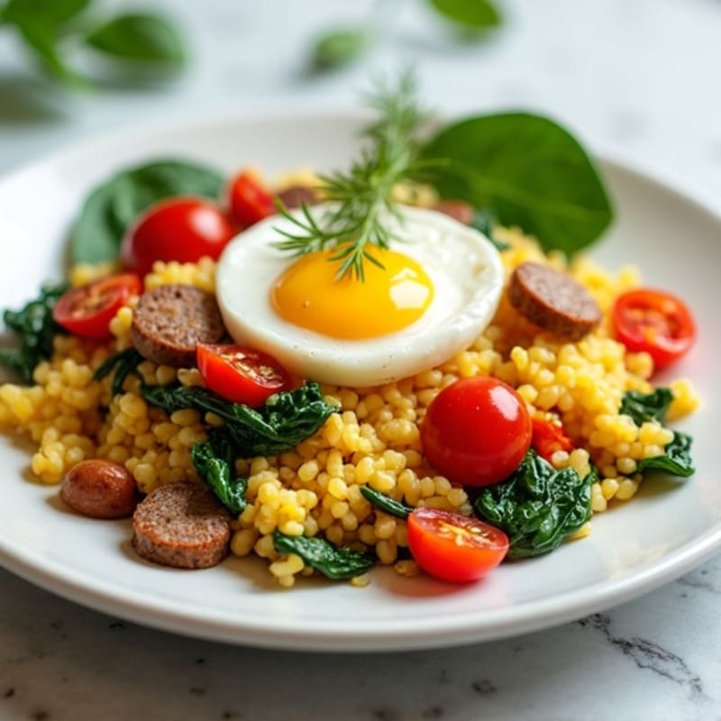 Egg White and Spinach Scramble with Turkey Sausage