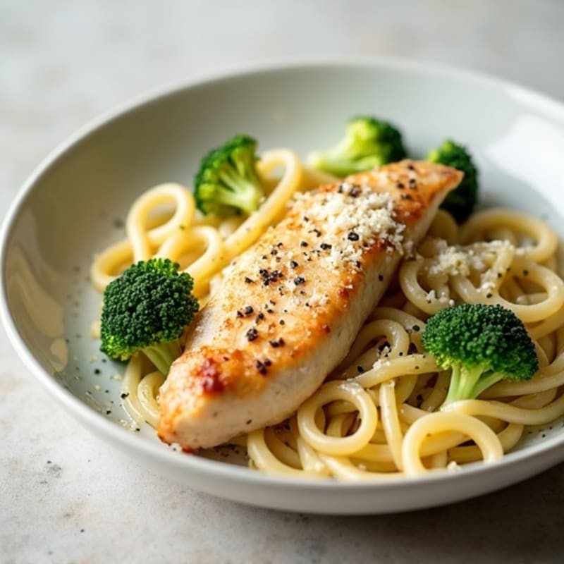 Healthy Creamy Chicken Alfredo Pasta