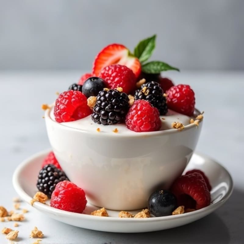 Creamy Greek Yogurt Protein Pudding with Mixed Berries