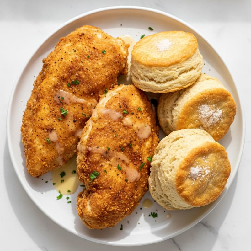 Buttermilk Fried Chicken with Fluffy Biscuits