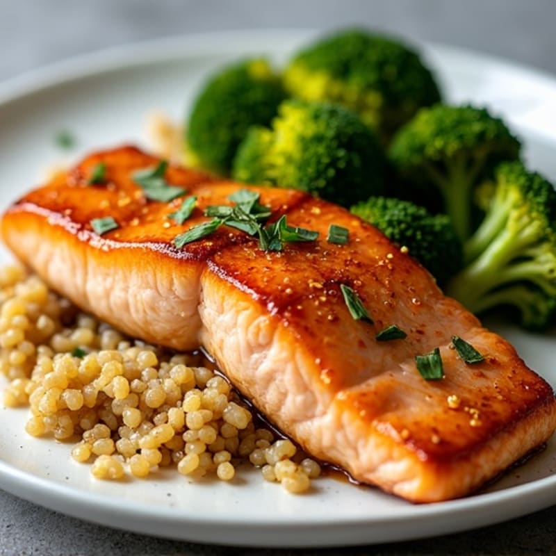 Maple-Glazed Salmon with Roasted Broccoli and Quinoa