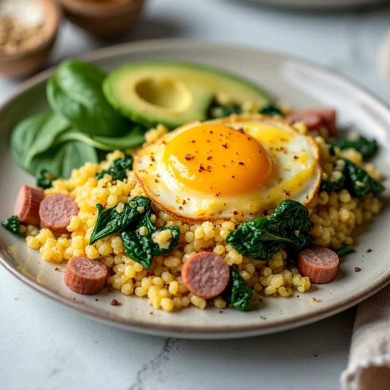 Egg White and Turkey Sausage Scramble with Spinach