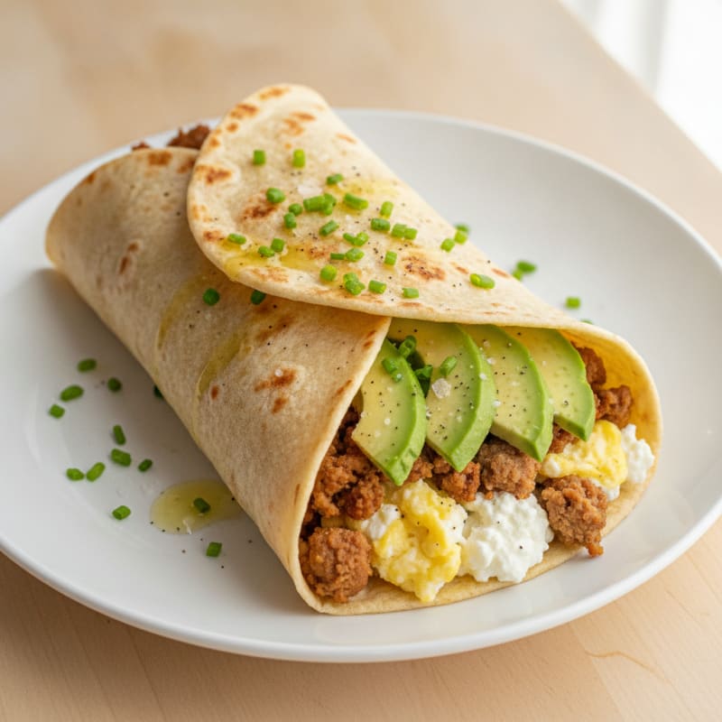 Turkey and Egg Cottage Cheese Burrito