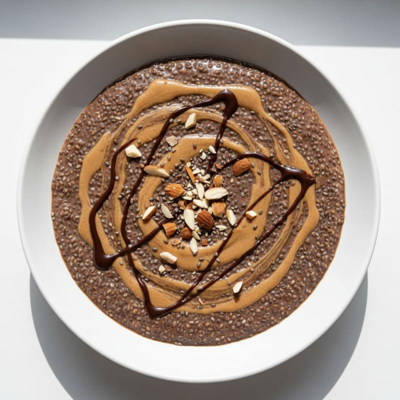 Protein Chocolate Chia Pudding with Almond Butter Swirl