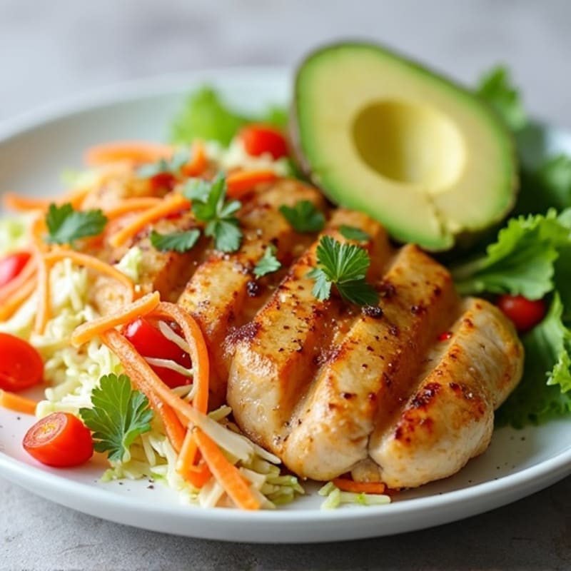Grilled Chicken Breast with Crunchy Cabbage Slaw