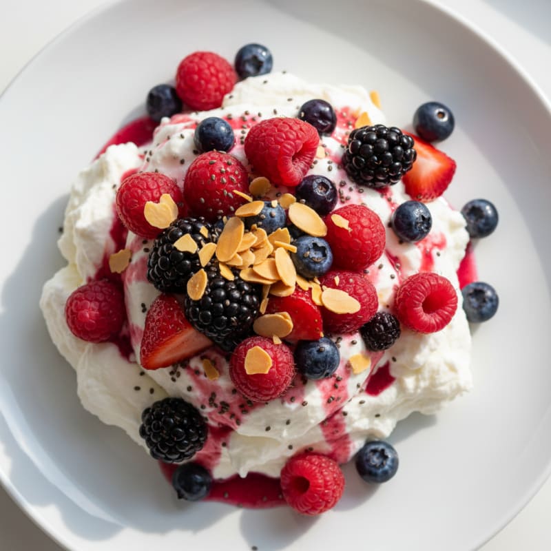 Silky Greek Yogurt Protein Mousse with Mixed Berries