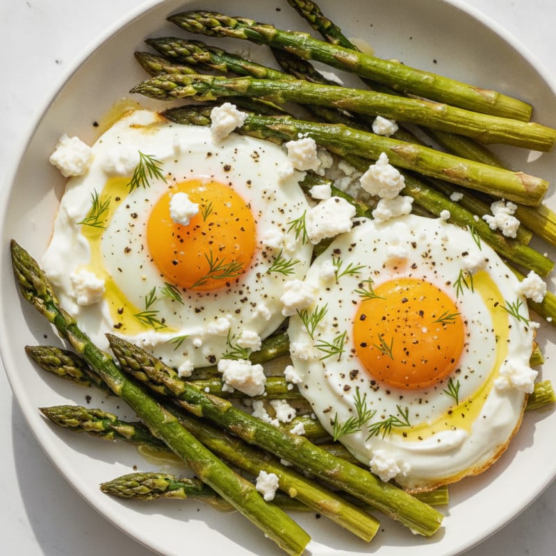 Baked Eggs with Roasted Asparagus