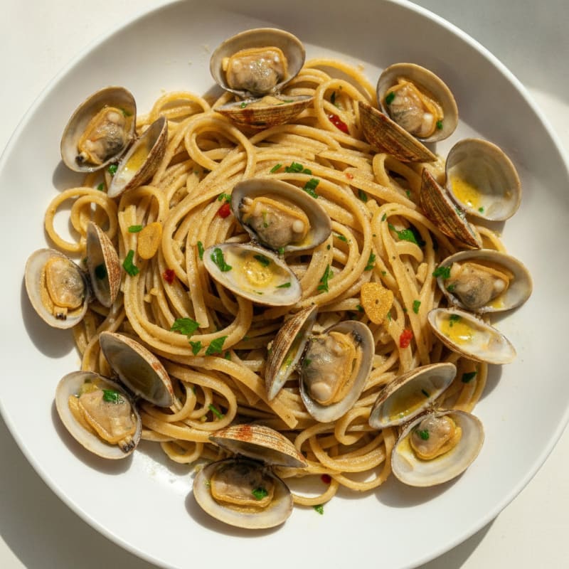 Garlic Butter Clams with Linguine