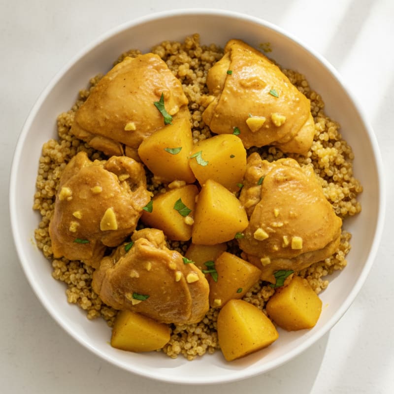 Curry Chicken Thighs and Potato Quinoa