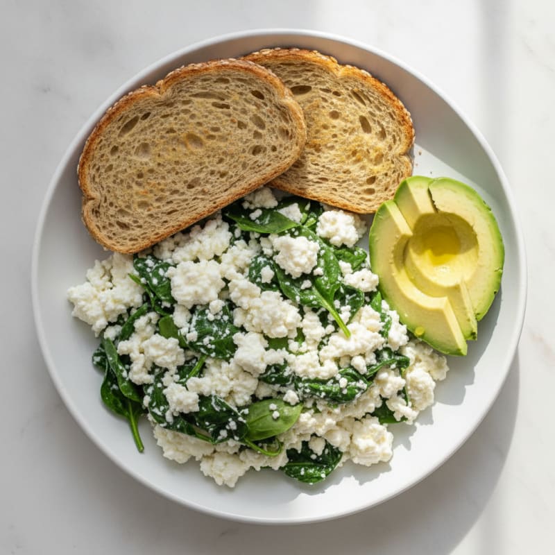 Egg White and Cottage Cheese Scramble with Spinach