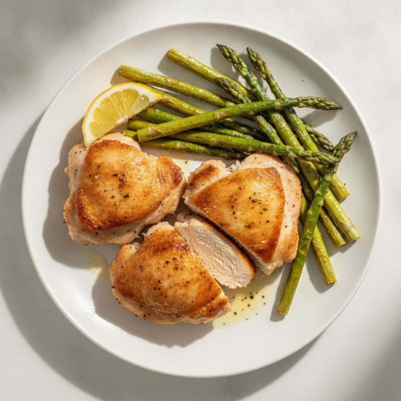 Pan-Seared Chicken Thighs with Roasted Asparagus