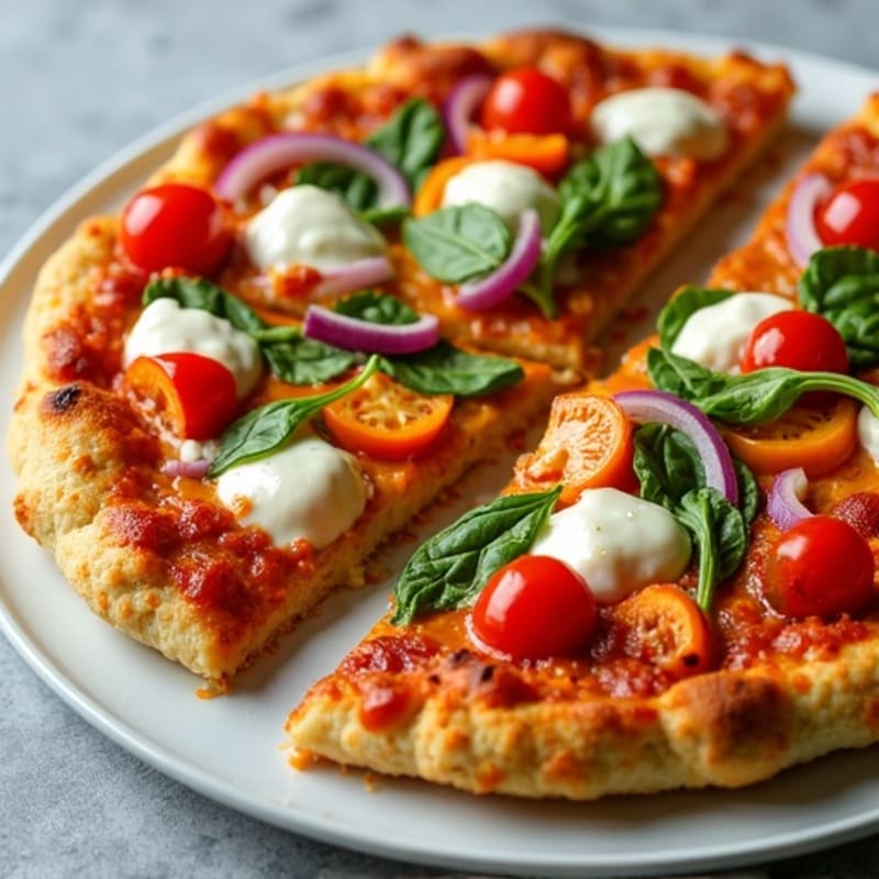 Sheet Pan Buffalo Chicken Pizza with Fresh Veggies