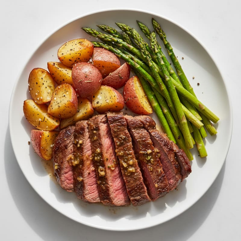 Garlic Sirloin Steak with Roasted Asparagus