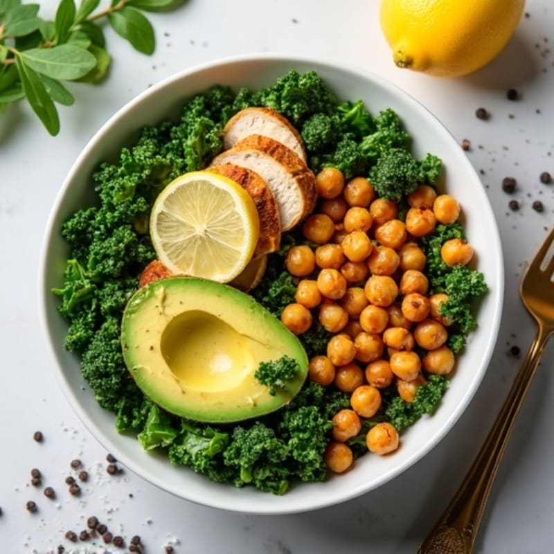 Crunchy Avocado Kale Bowl with Citrus Vinaigrette