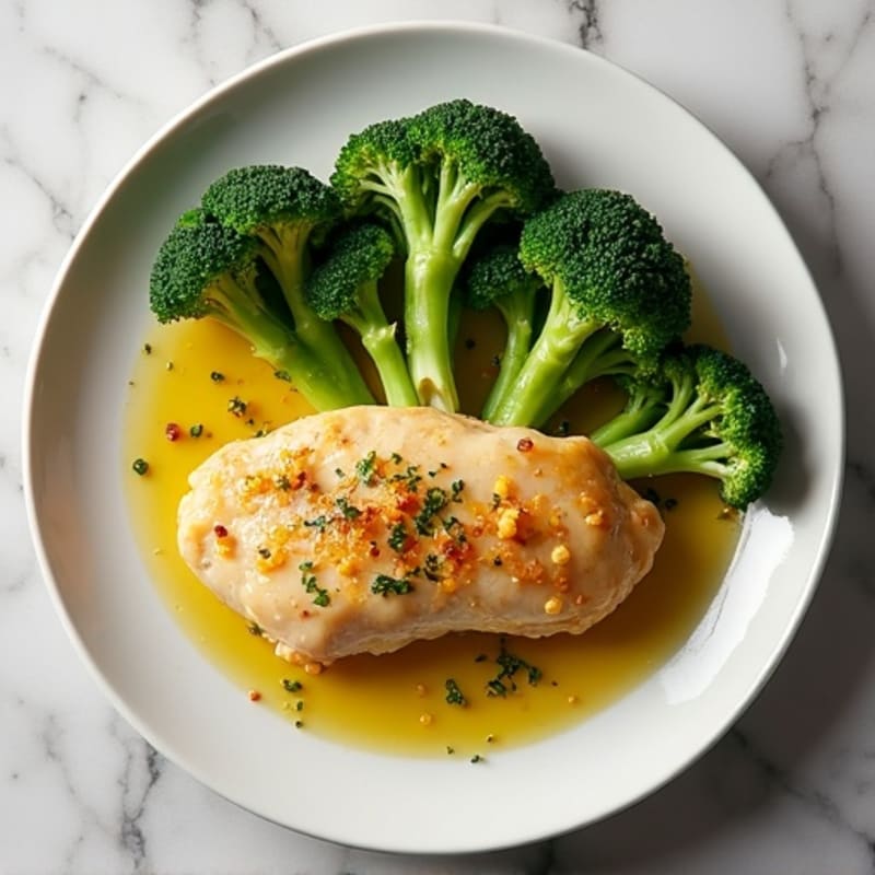 Lemon Garlic Pan-Seared Chicken with Roasted Broccoli