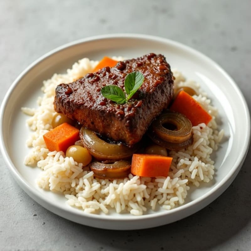 Tender Braised Beef Chuck with Fluffy Jasmine Rice