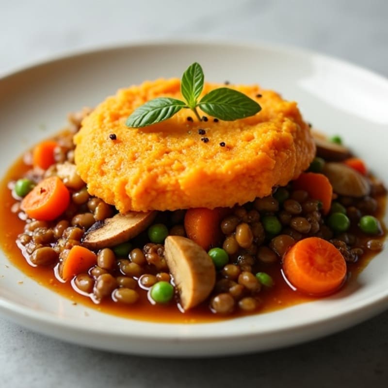Hearty Smoky Spiced Lentil Shepherd's Pie with Creamy Sweet Potato Topping