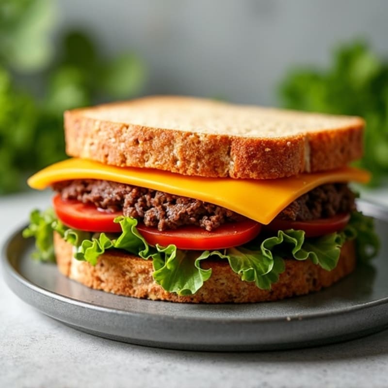 Healthy Lean Roast Beef and Sharp Cheddar Sandwich with Fresh Greens