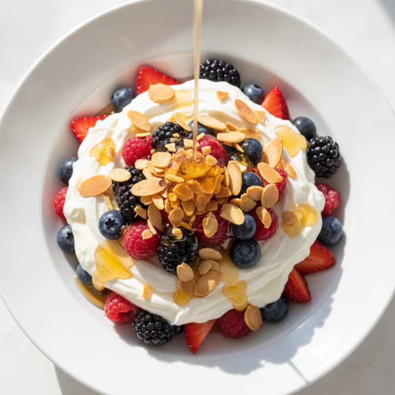 Creamy Greek Yogurt Parfait with Mixed Berries and Toasted Almonds