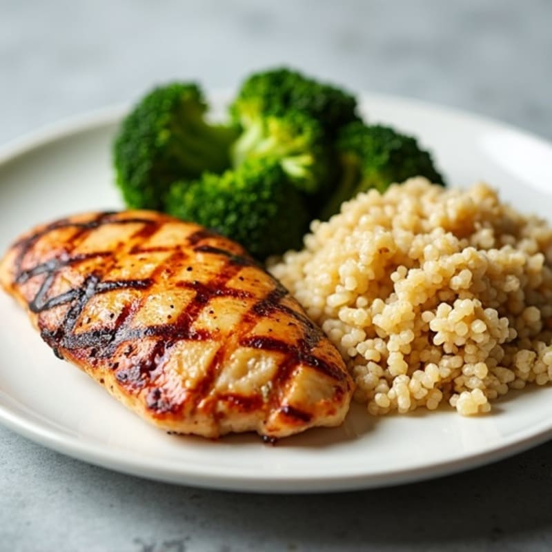 Grilled Chicken Breast with Quinoa and Steamed Broccoli