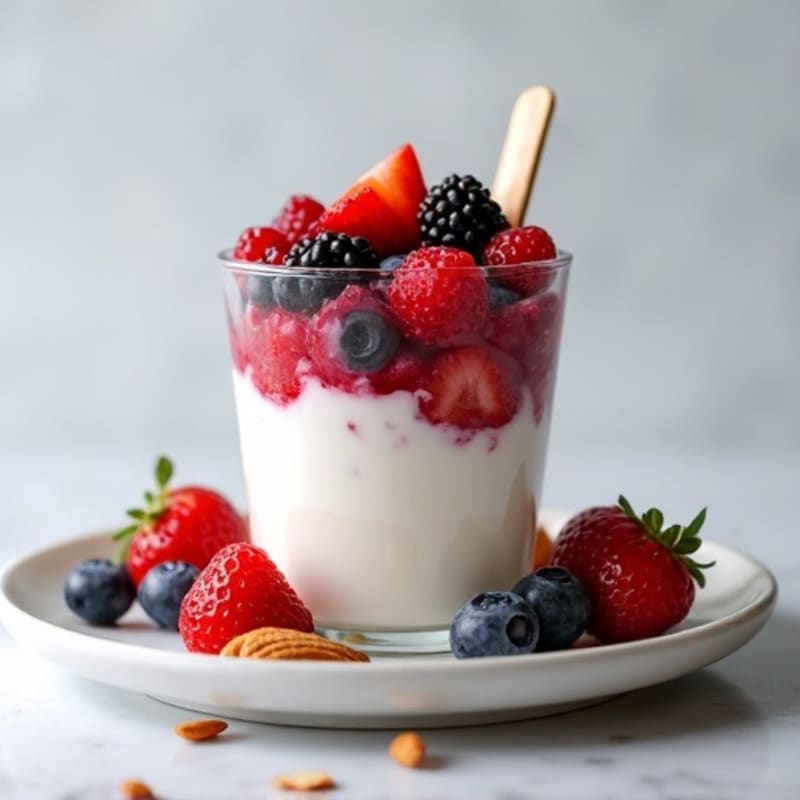 Greek Yogurt Protein Parfait with Mixed Berries and Almonds