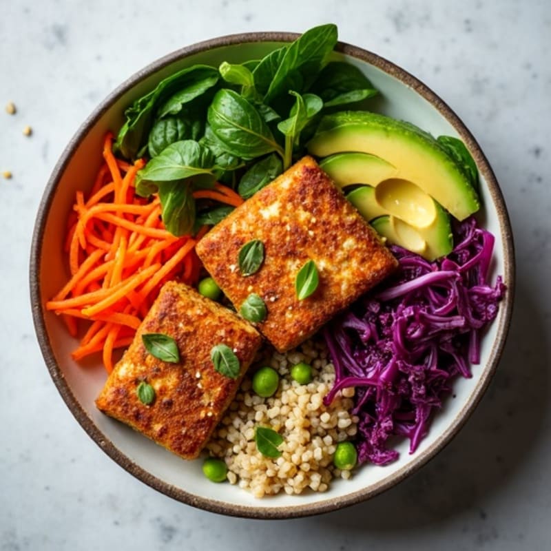 Crispy Baked Tofu Buddha Bowl with Quinoa