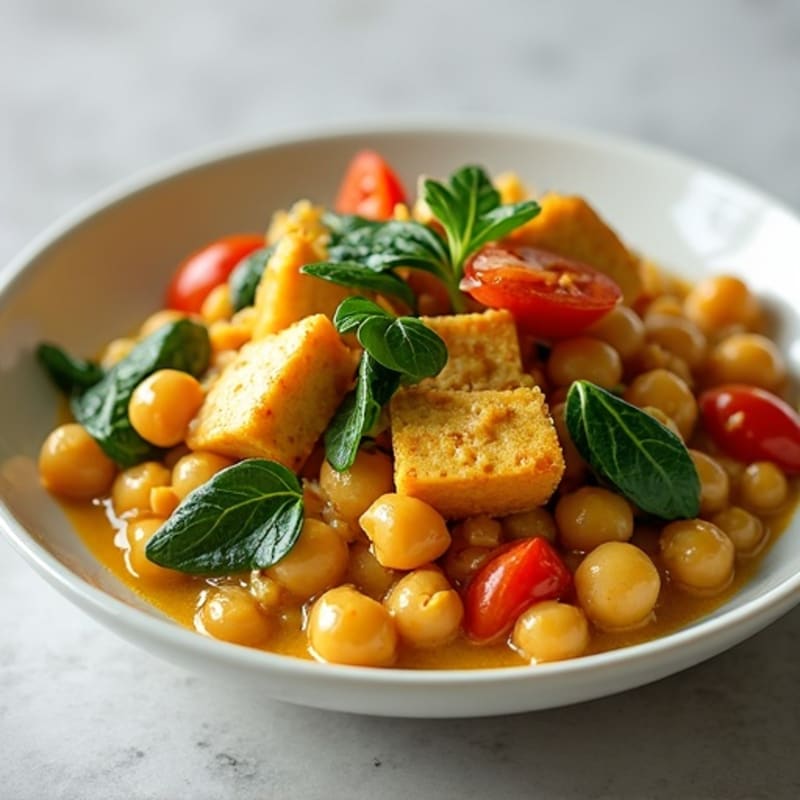 Creamy Coconut Chickpea Curry with Fresh Spinach