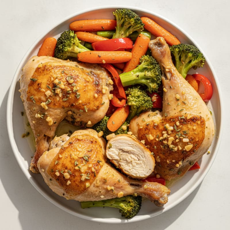 Garlic-Herb Roasted Chicken Legs with Vegetables