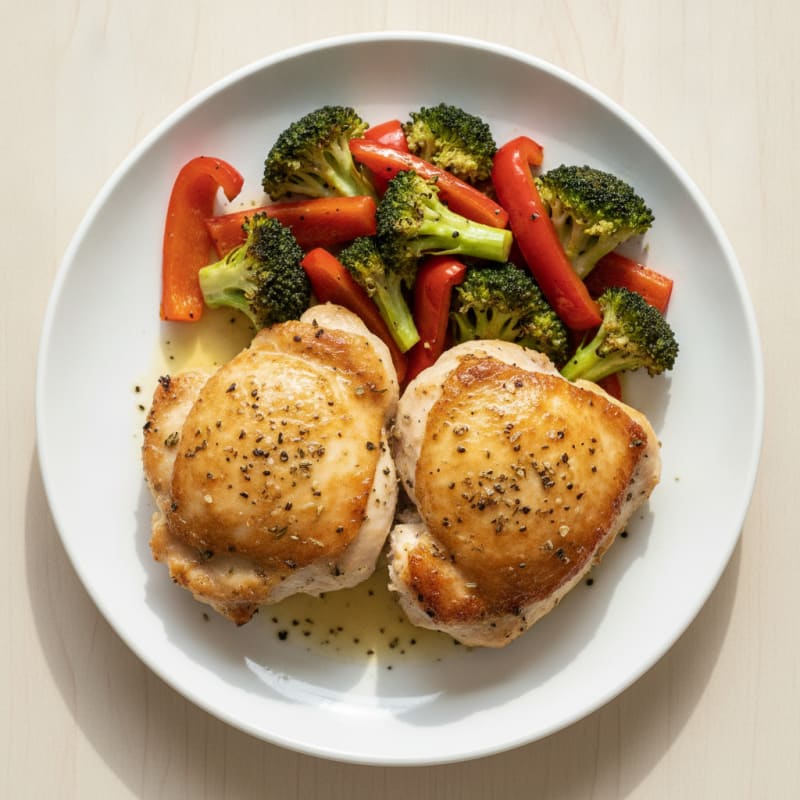 Pan-Seared Chicken Thighs with Roasted Vegetables