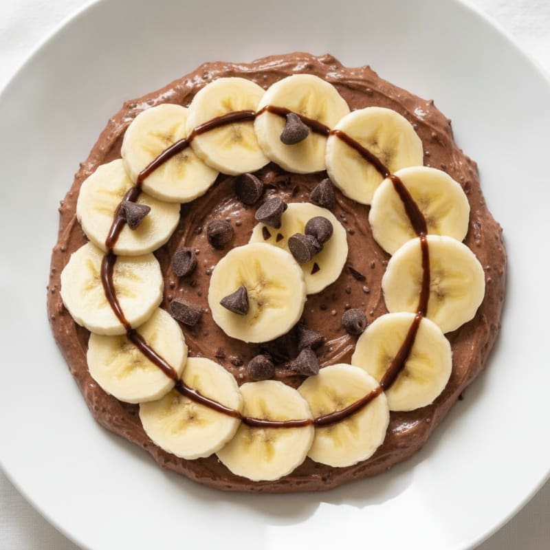 Chocolate Protein Pudding with Sliced Bananas