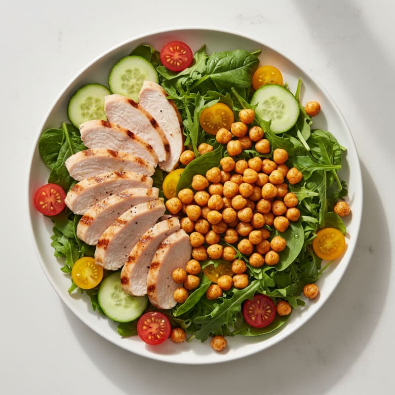 Grilled Turkey Breast Salad with Crunchy Chickpeas