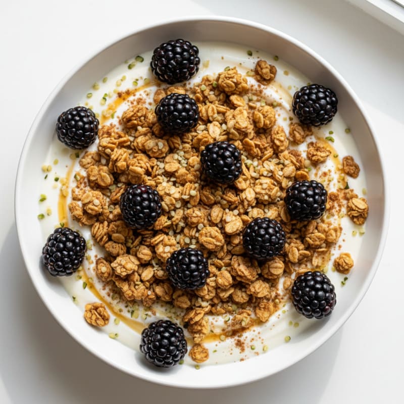 Crunchy Granola with Fresh Blackberries