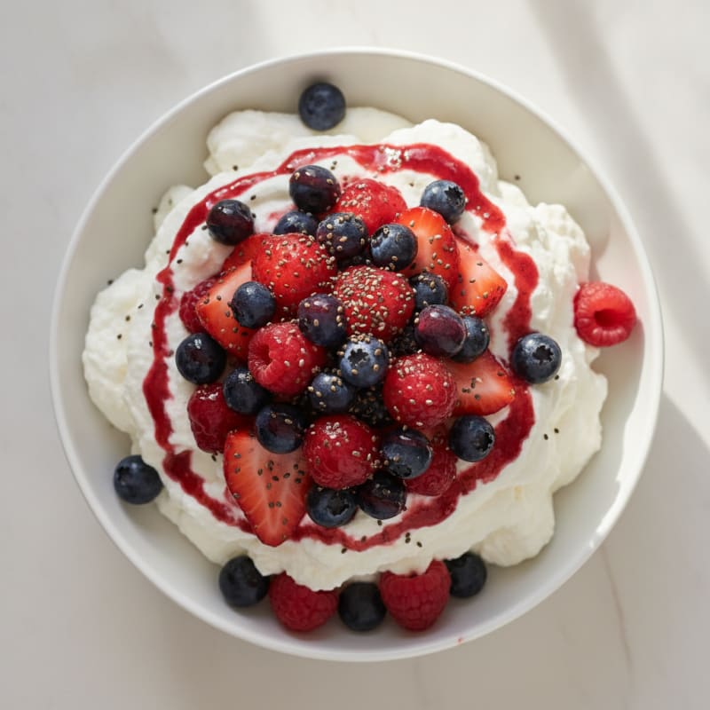 Greek Yogurt Protein Mousse with Mixed Berries
