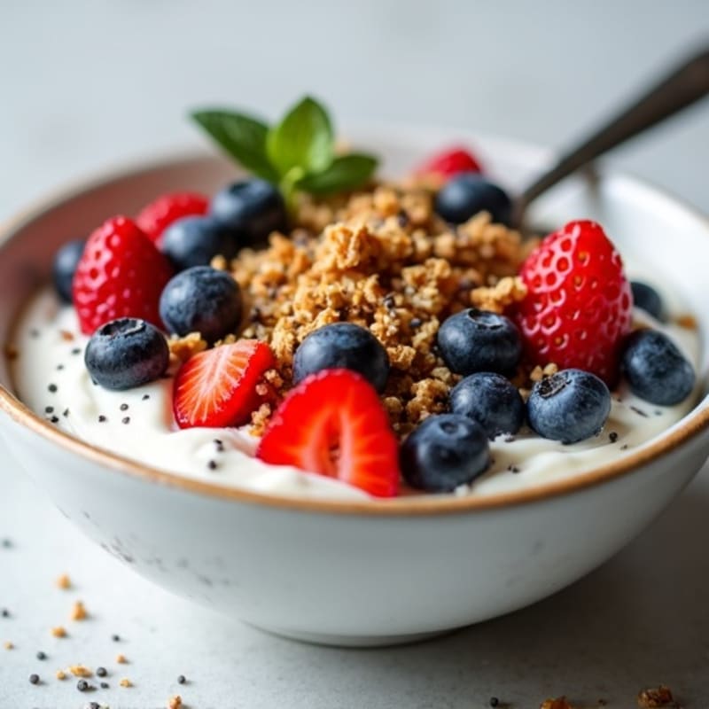 Creamy Greek Yogurt Bowl with Fresh Berries and Crunchy Granola