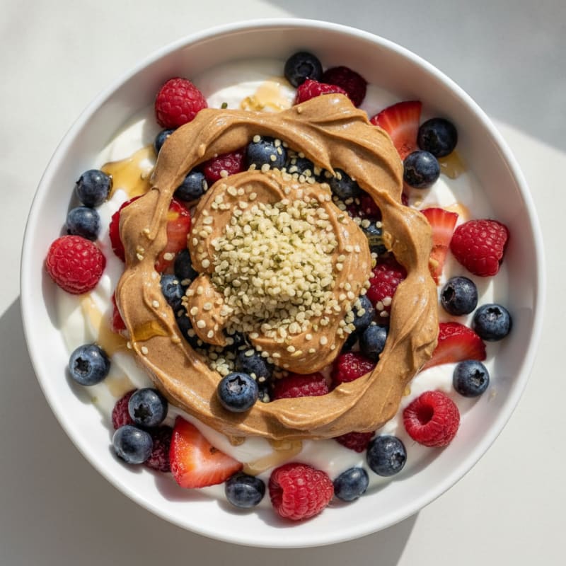 Creamy Greek Yogurt Parfait with Mixed Berries and Almond Butter