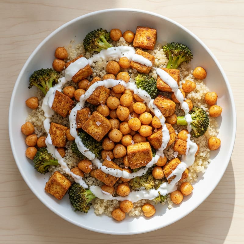 Roasted Tofu and Chickpea Power Bowl