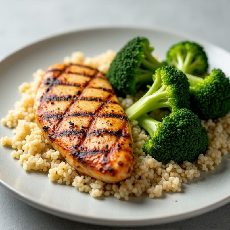 Grilled Chicken Breast with Quinoa and Steamed Broccoli