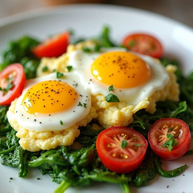 Cottage Cheese Egg Scramble with Spinach and Tomatoes