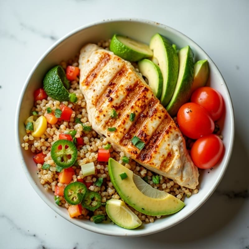 Grilled Chicken and Quinoa Power Bowl with Crunchy Vegetables