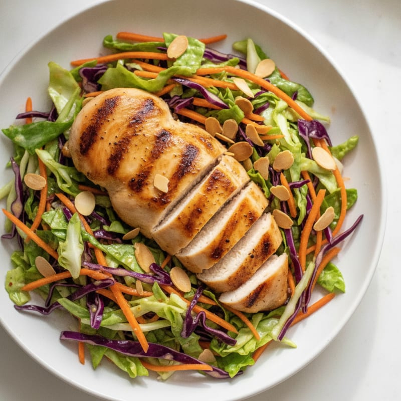 Grilled Chicken Breast with Crunchy Cabbage Slaw