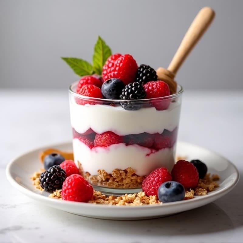 Greek Yogurt Protein Parfait with Mixed Berries