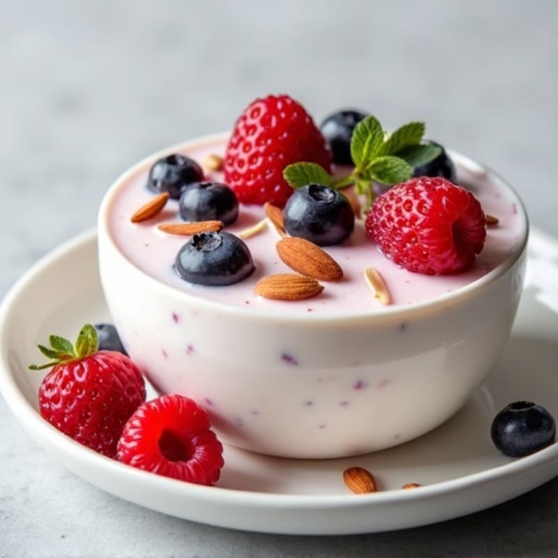 Greek Yogurt Protein Pudding with Mixed Berries